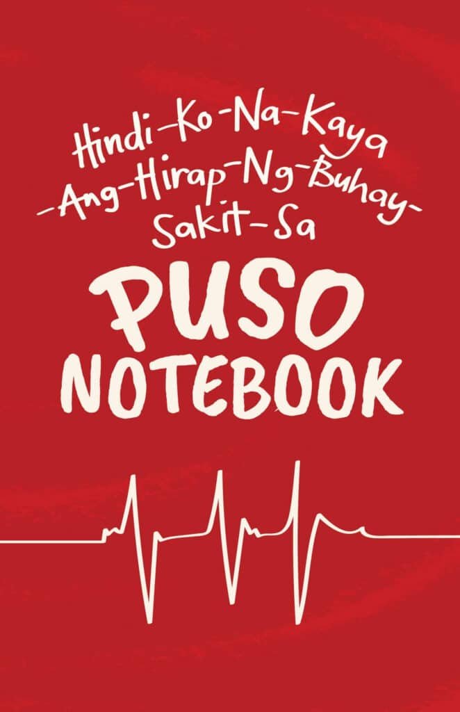 A red notebook with the words puso notebook.